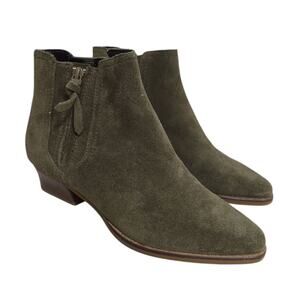 Cole Haan Hadlyn Green Suede‎ Ankle Boot Heel Side Zip Womens Size 7.5 B Pointed